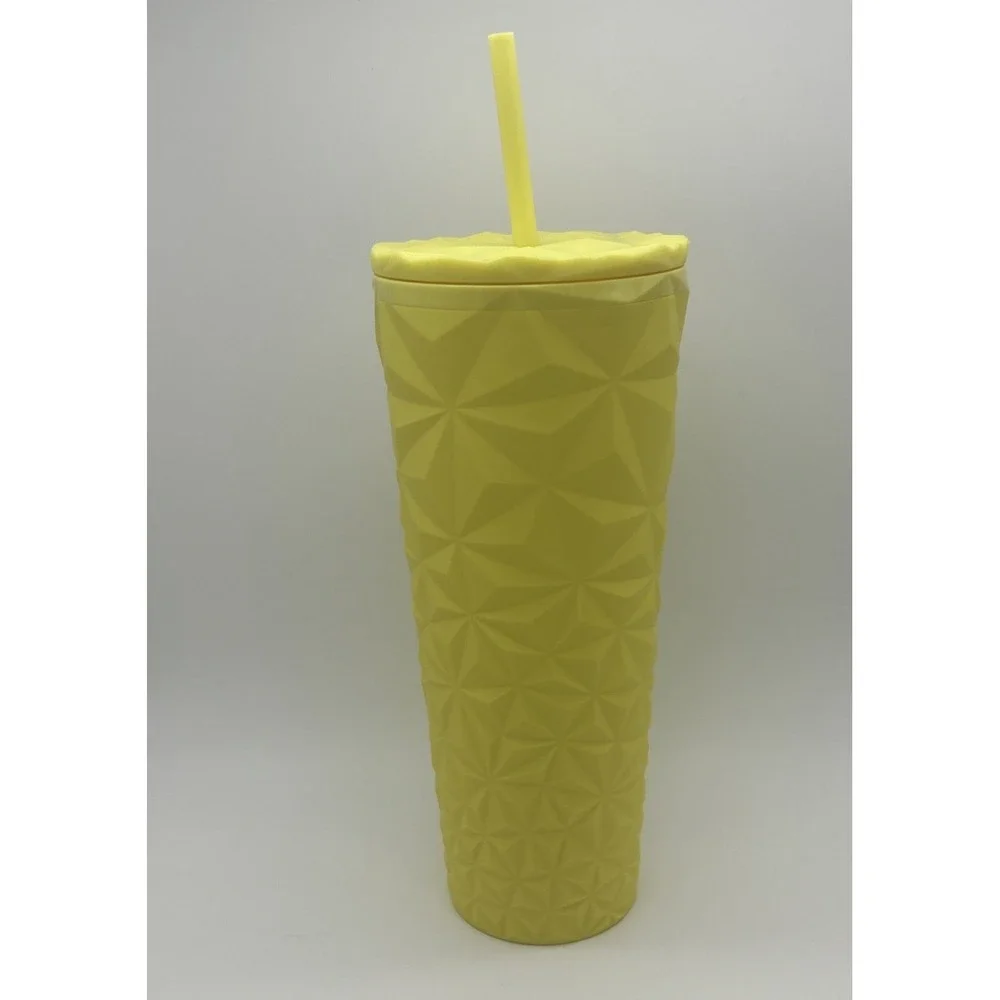 Summer 2025 Starbucks Yellow Geometric Tumbler 24oz Cold Cup Limited Edition